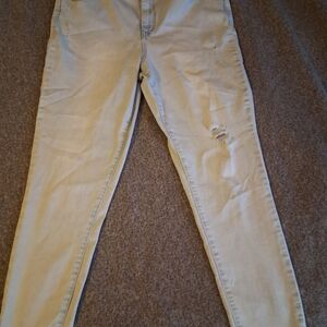 Democracy Beige Skinny Jeans with Subtle Distress